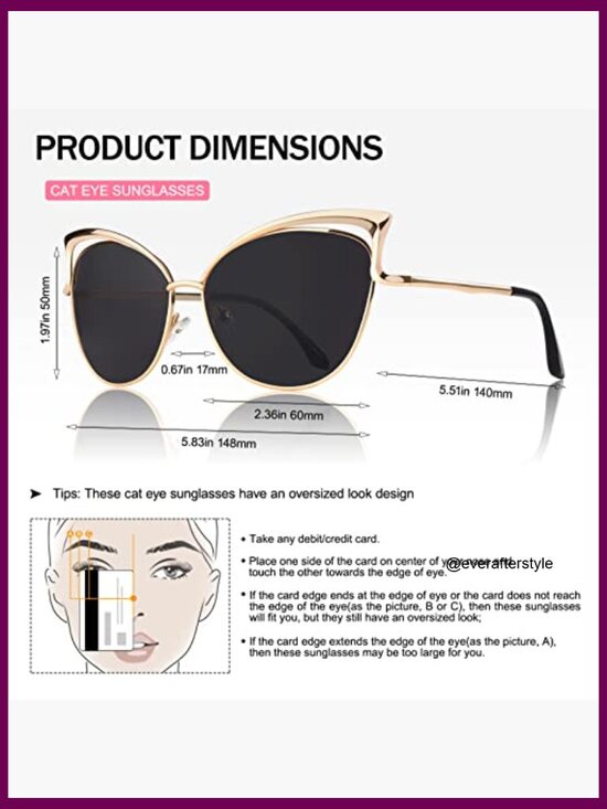 Metal Frame Polarized Oversized Cat Eye Sunglasses UV400 Protection main image 5